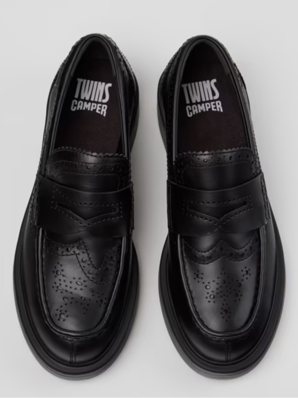 Camper Classic Black Leather Loafers Twins